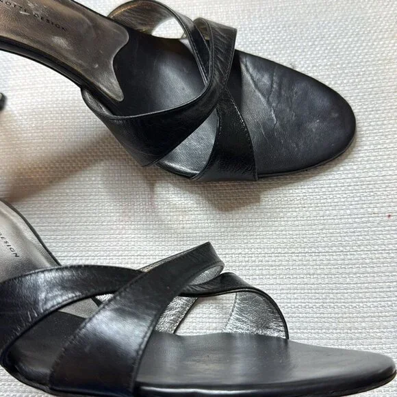 Giuseppe Zanotti Black Open Toe Check Heels - Picture 4 of 9